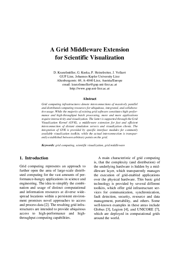 (PDF) A Grid Middleware Extension for Scientific Visualization
