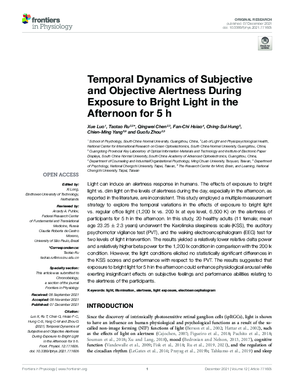 (PDF) Temporal Dynamics of Subjective and Objective Alertness During ...