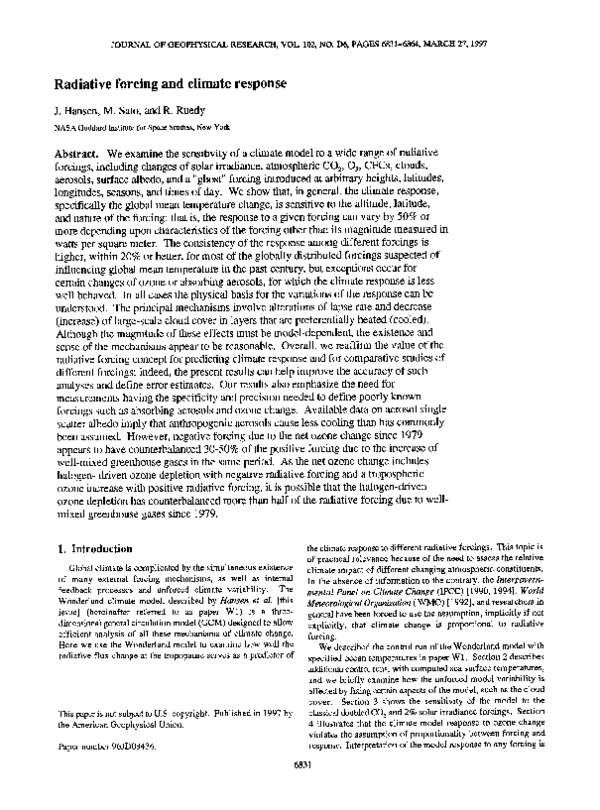 (PDF) Radiative forcing and climate response
