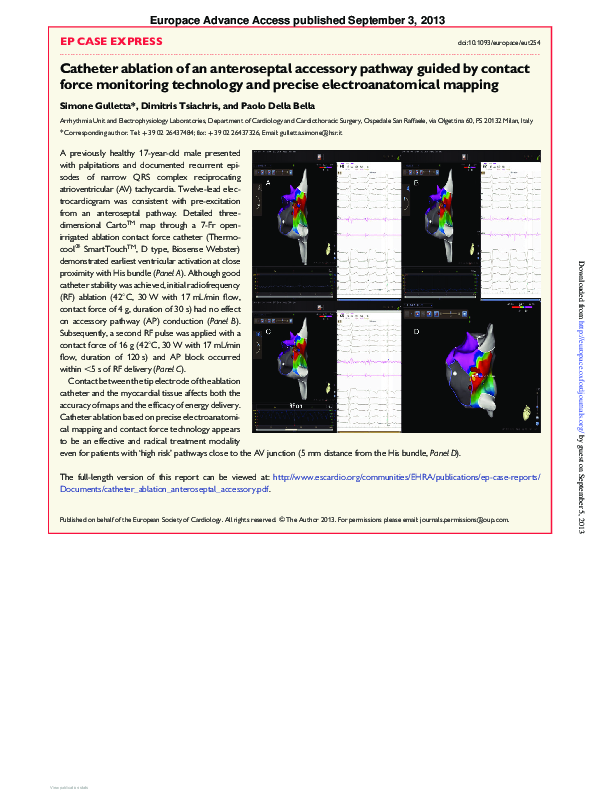 (PDF) Catheter ablation of an anteroseptal accessory pathway guided by ...