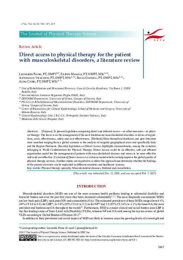 (PDF) Direct access to physical therapy for the patient with ...