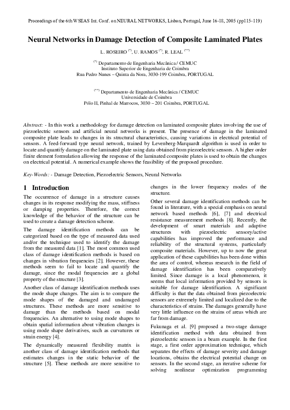 (PDF) Neural Networks in Damage Detection of Composite Laminated Plates