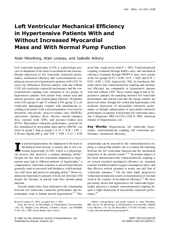 (PDF) Left ventricular mechanical efficiency in hypertensive patients ...