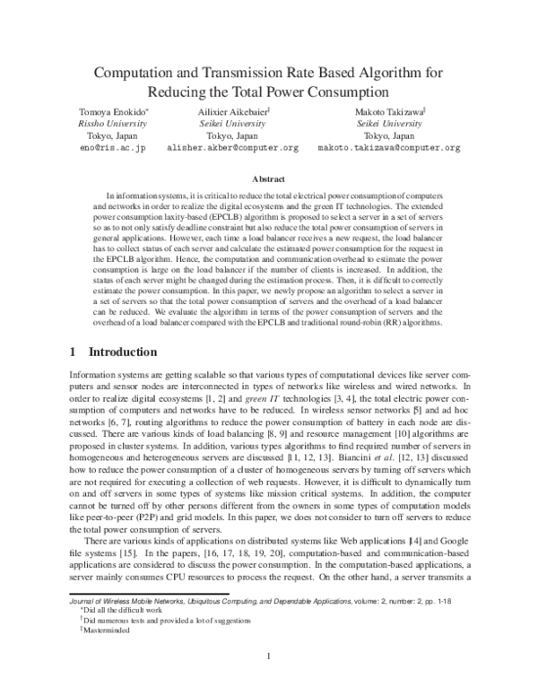 (PDF) Computation and Transmission Rate Based Algorithm for Reducing ...