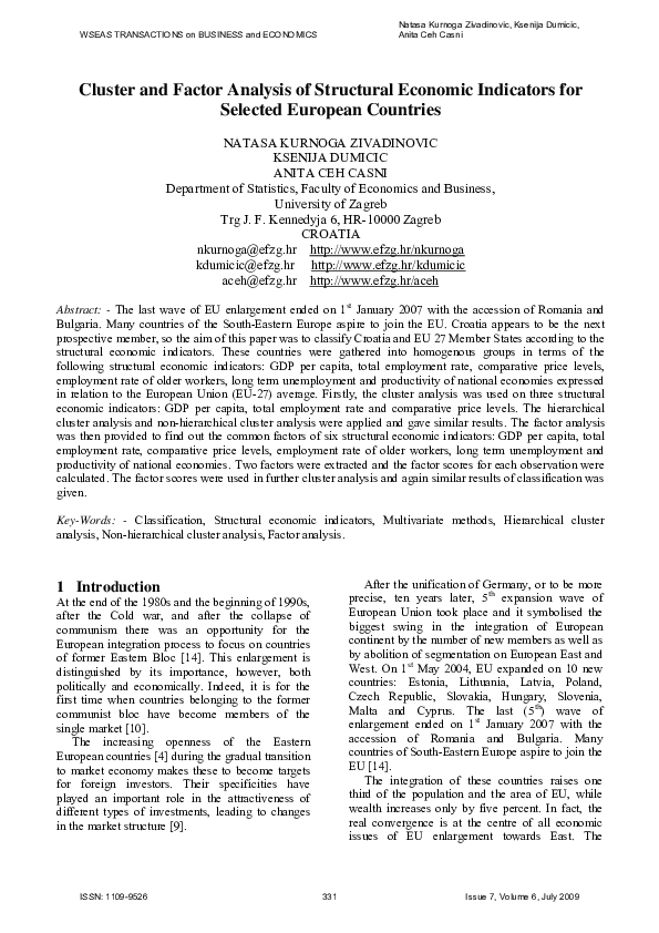 (PDF) Cluster and Factor Analysis of Structural Economic Indicators for ...