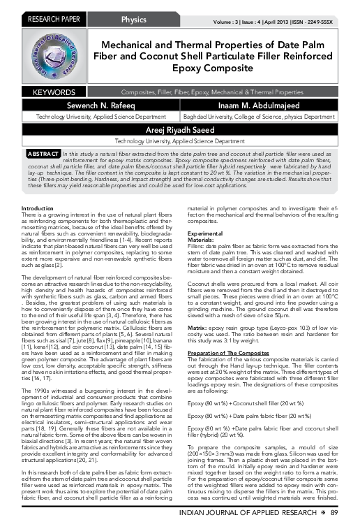 (PDF) Mechanical and thermal properties of date palm leaf fiber ...