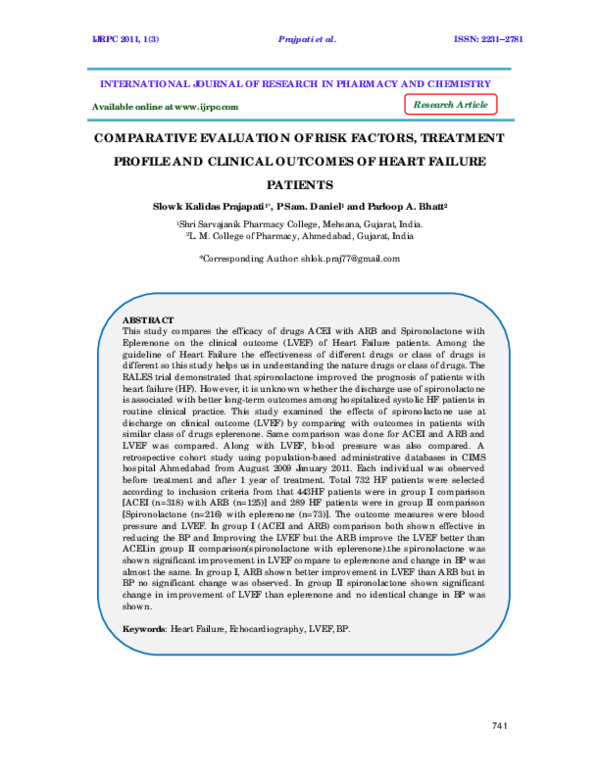 (PDF) Comparative Evaluation of Risk Factors, Treatment Profile and ...