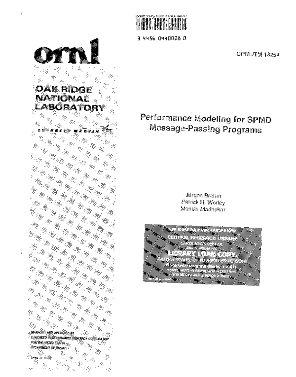 (PDF) Performance modeling for SPMD message-passing programs