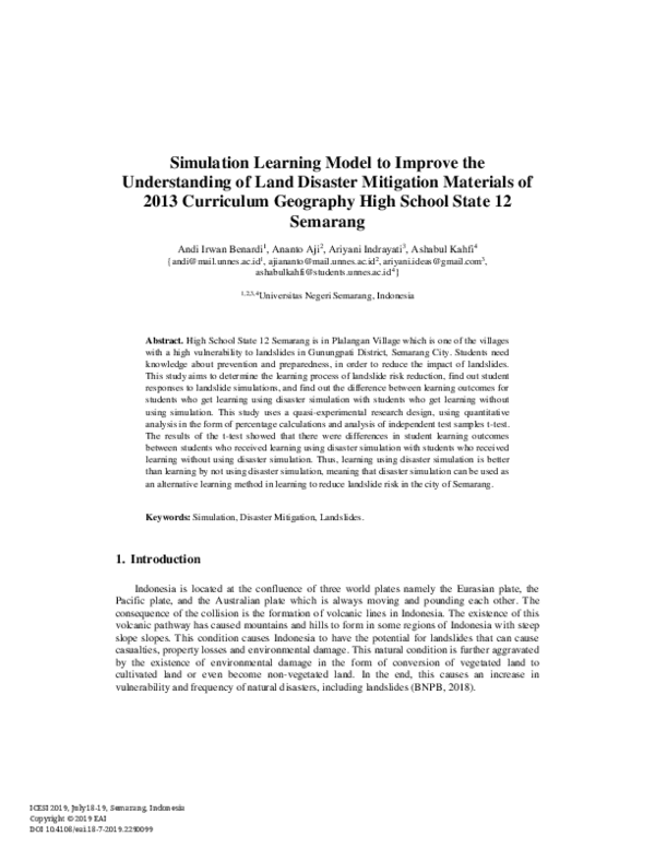 (PDF) Simulation Learning Model to Improve the Understanding of Land ...