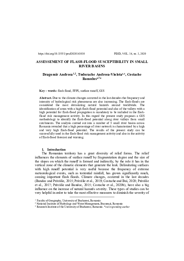 (PDF) Assessment of Flash-Flood Susceptibility in Small River Basins