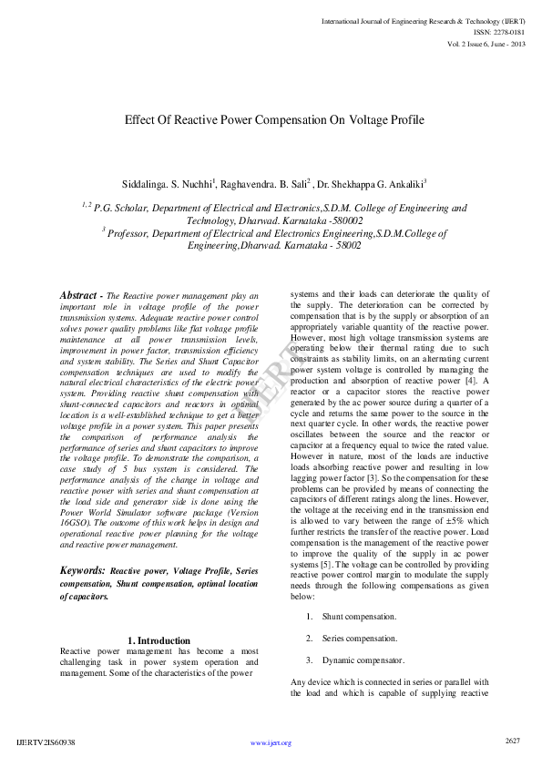 (PDF) Effect Of Reactive Power Compensation On Voltage Profile