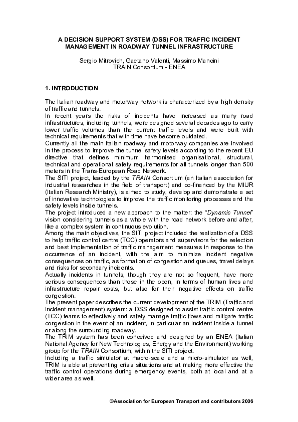 (PDF) A Decision Support System (DSS) for Traffic Incident Management ...