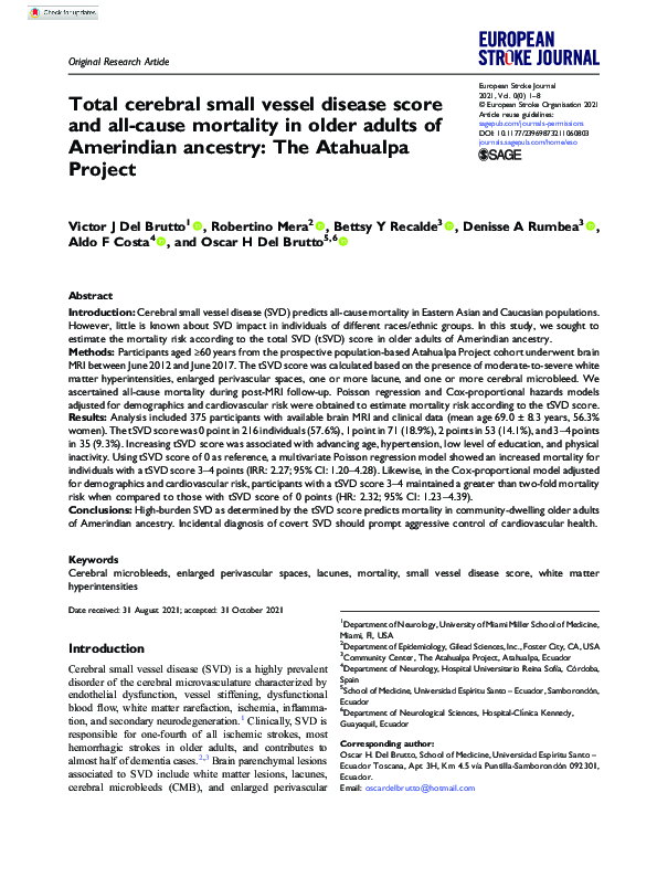 (PDF) Total cerebral small vessel disease score and all-cause mortality ...