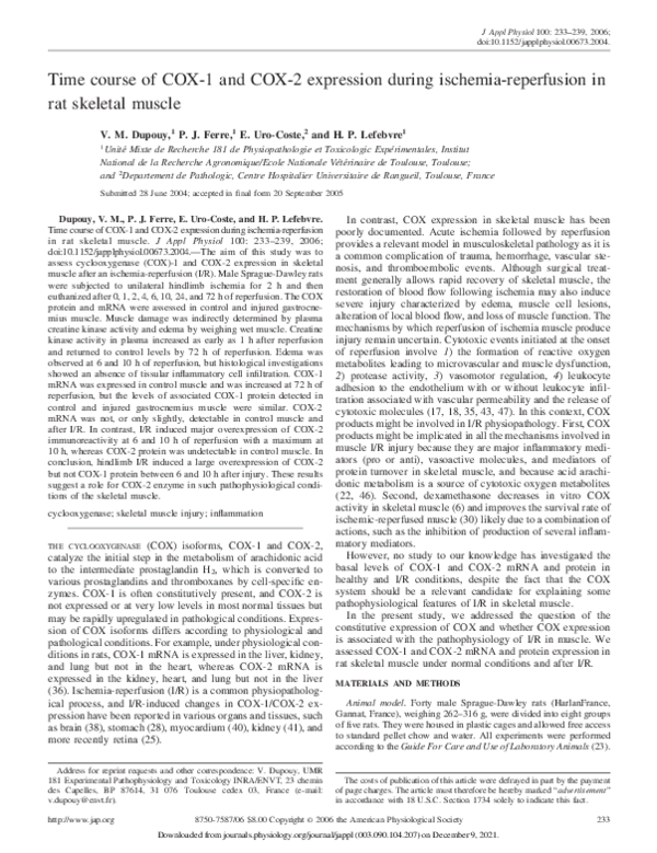 (PDF) Expression and activity of cyclooxygenase isoforms in skeletal ...