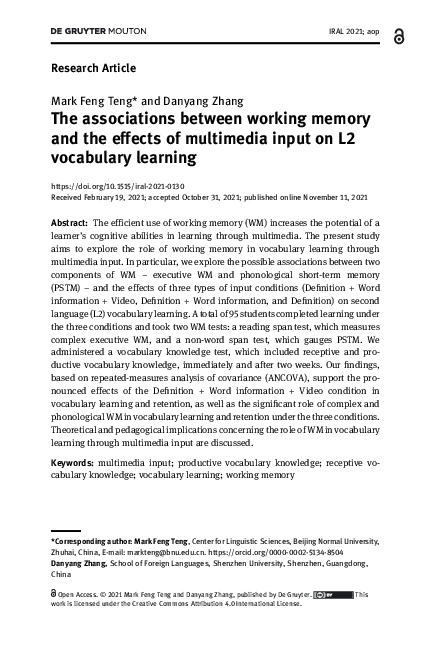 (PDF) The associations between working memory and the effects of ...