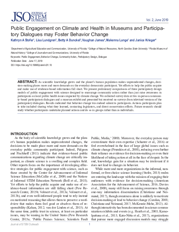 (PDF) Public Engagement on Climate and Health in Museums and ...