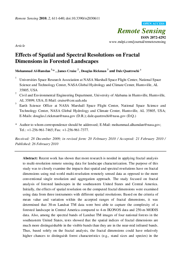(PDF) Effects of spatial and spectral resolutions on fractal dimensions ...