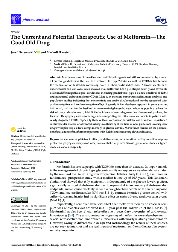 (PDF) The Current and Potential Therapeutic Use of Metformin—The Good ...