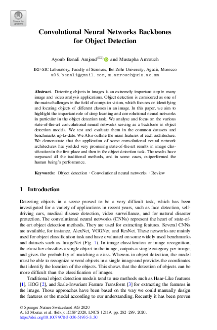(PDF) Convolutional Neural Networks Backbones for Object Detection