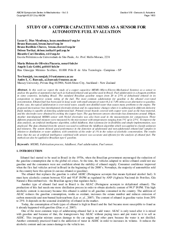 (PDF) Study of a copper capacitive MEMS as a sensor for automotive fuel ...