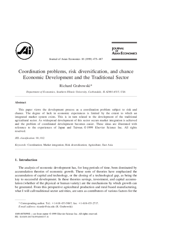 (PDF) Coordination problems, risk diversification, and chance Economic ...