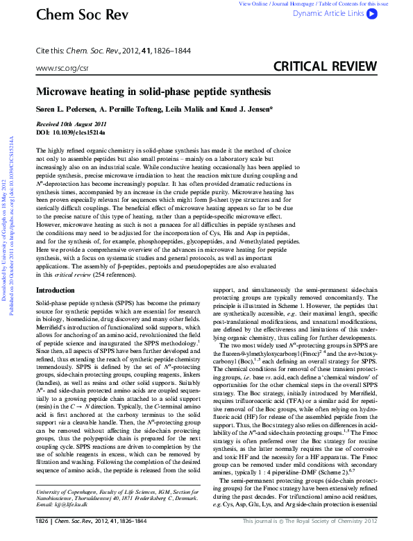 (PDF) Microwave heating in solid-phase peptide synthesis
