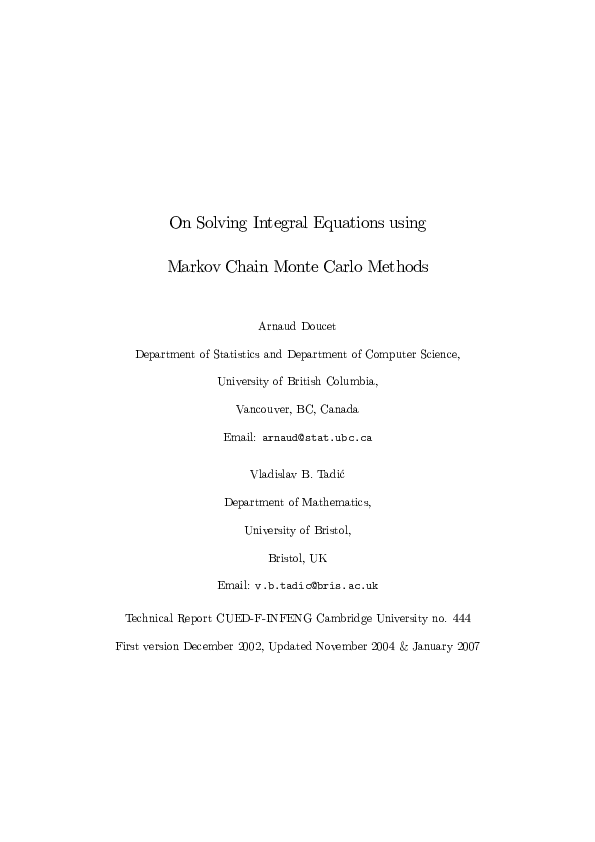 (PDF) Markov chain Monte Carlo methods