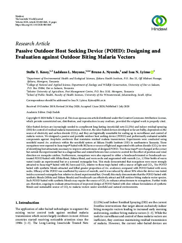(PDF) Passive Outdoor Host Seeking Device (POHD): Designing and ...