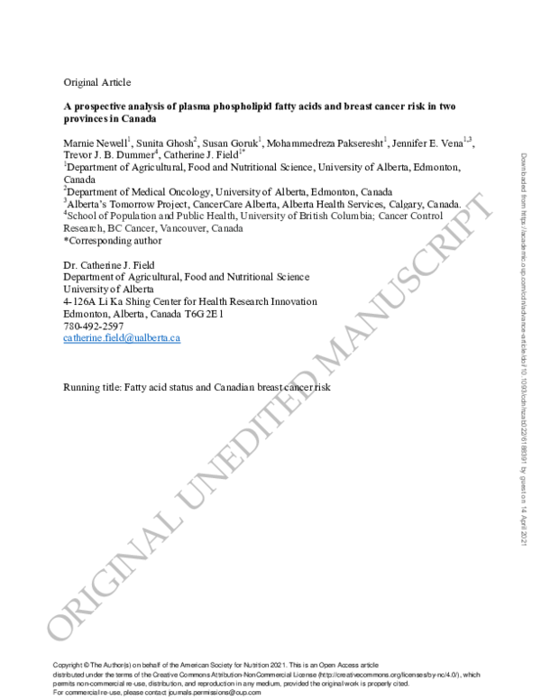 (PDF) A prospective analysis of plasma phospholipid fatty acids and ...