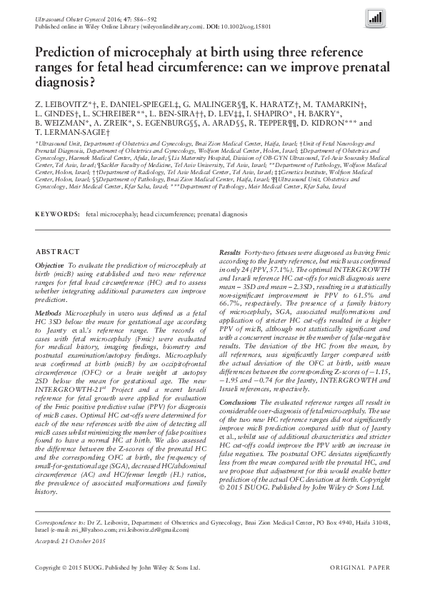 (PDF) Microcephaly at birth - the accuracy of three references for ...