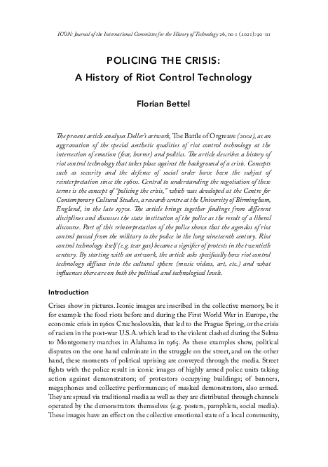 (PDF) Policing the Crisis—A History of Riot Control Technology