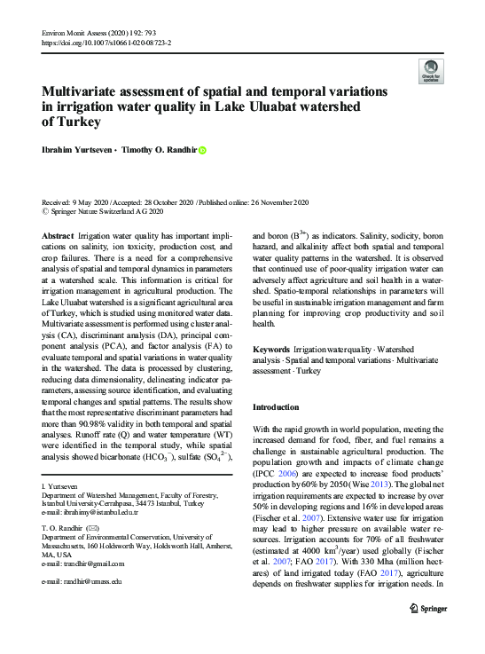 (PDF) Multivariate assessment of spatial and temporal variations in ...