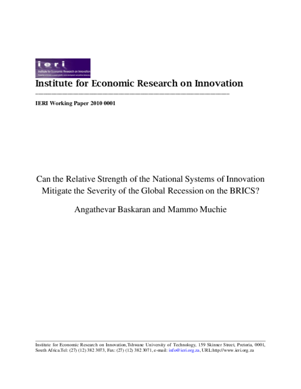 (PDF) Can the Relative Strength of the National Systems of Innovation ...