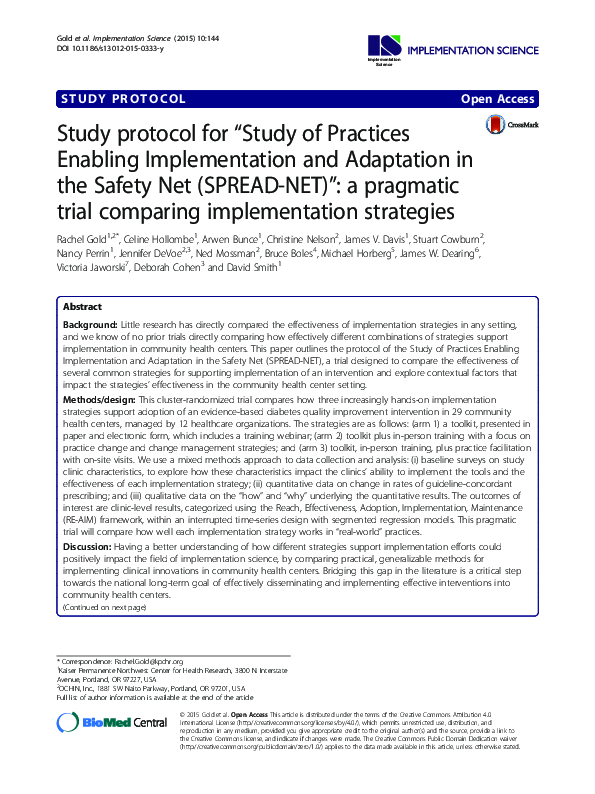 (PDF) Study protocol for "Study of Practices Enabling Implementation ...