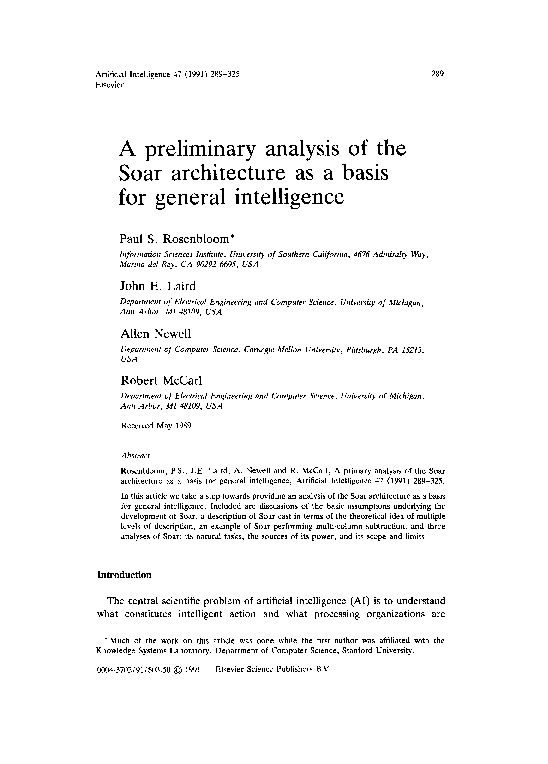 (PDF) A preliminary analysis of the Soar architecture as a basis for ...