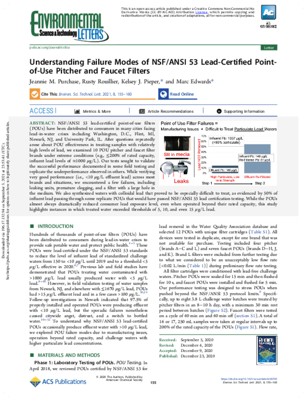 (PDF) Examining NSF/ANSI 53 Filters for Lead Removal