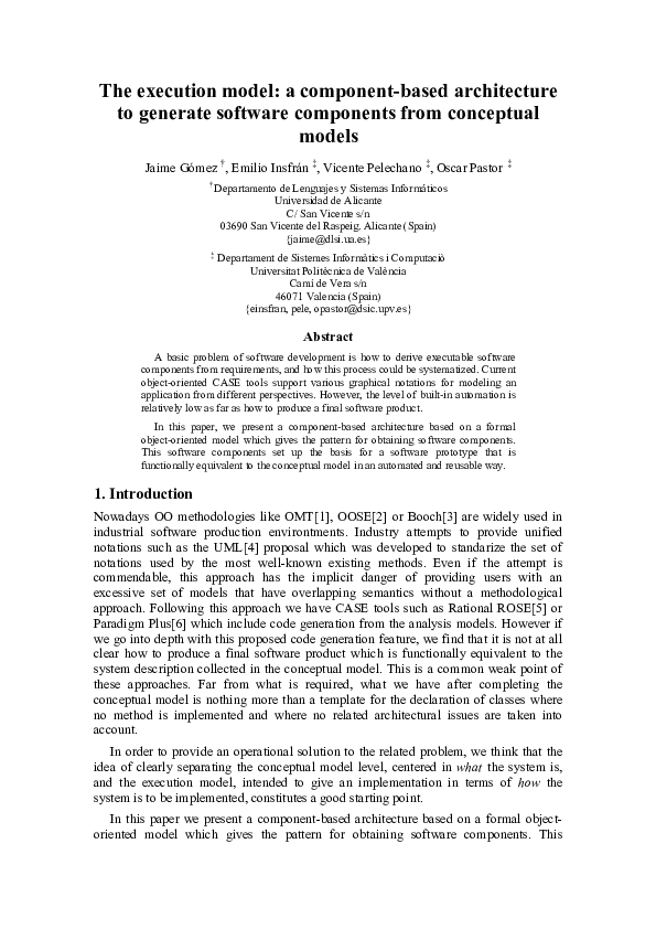 (PDF) The Execution Model: a component-based architecture to generate ...