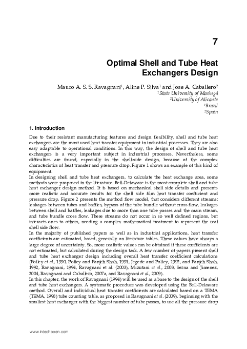(PDF) 7 Optimal Shell and Tube Heat Exchangers Design