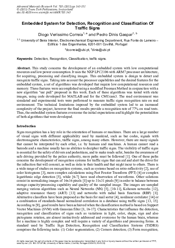(PDF) Embedded System for Detection, Recognition and Classification of ...