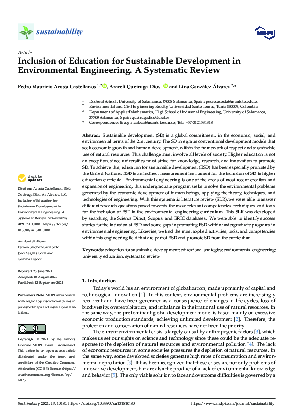 (PDF) Inclusion of Education for Sustainable Development in ...