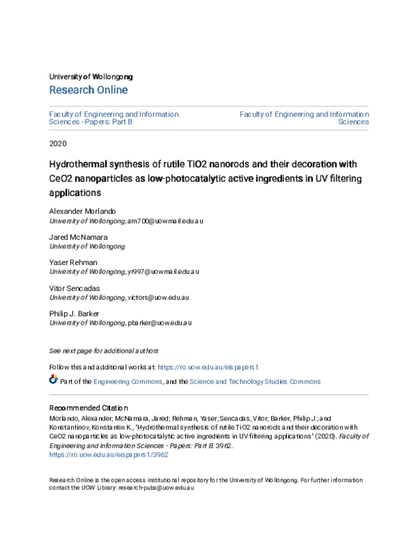 (PDF) Hydrothermal synthesis of rutile TiO2 nanorods and their ...