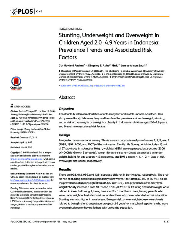 (PDF) Stunting, Underweight and Overweight in Children Aged 2.0–4.9 ...