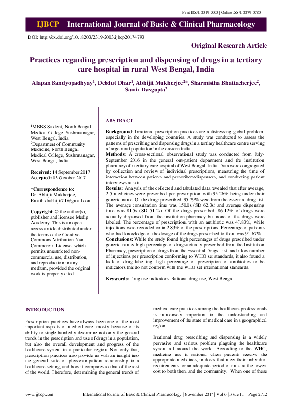 (PDF) Practices regarding prescription and dispensing of drugs in a ...