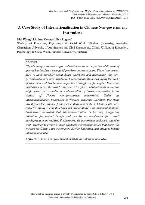 (PDF) A Case Study of Internationalization in Chinese Non-government ...