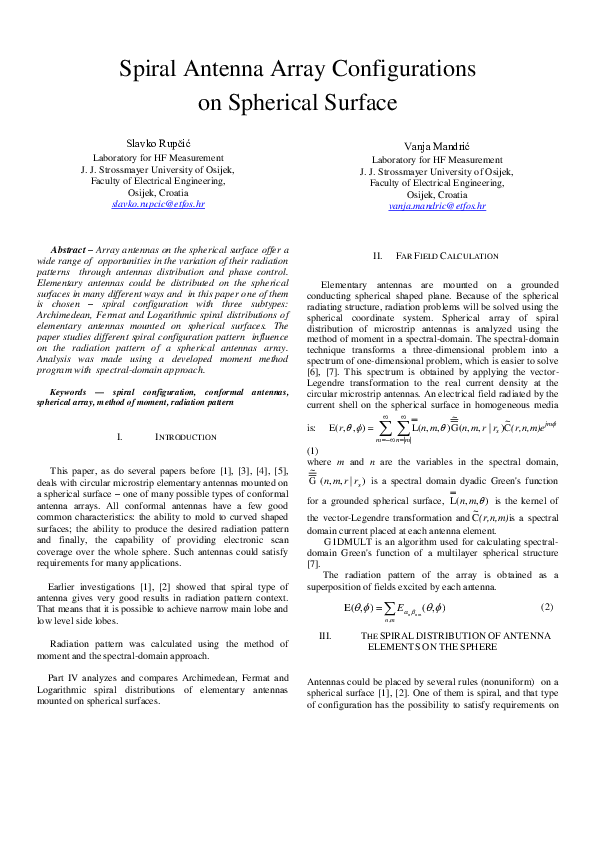 (PDF) Spiral Antenna Array Configurations