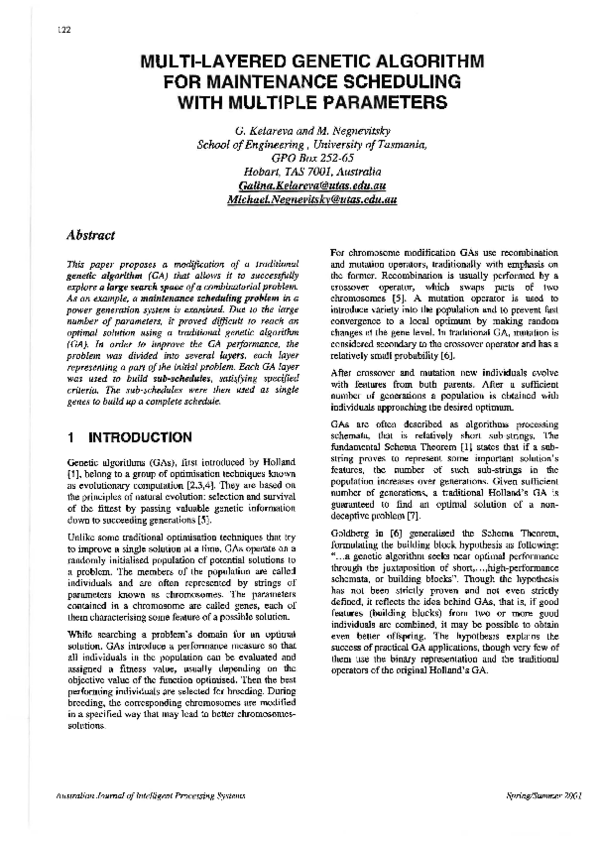 (PDF) Multi-Layered Genetic Algorithm for Maintenance Scheduling with ...