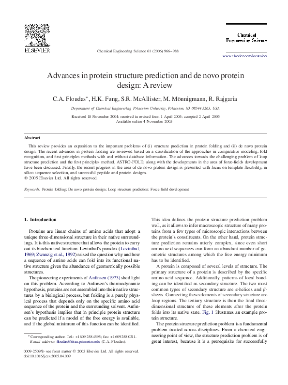 (PDF) Advances in protein structure prediction and de novo protein ...