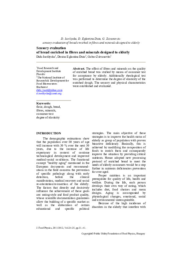 (PDF) Sensory evaluation of bread enriched in fibres and minerals ...