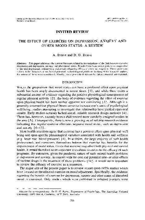 (PDF) The effect of exercise on depression, anxiety and other mood ...