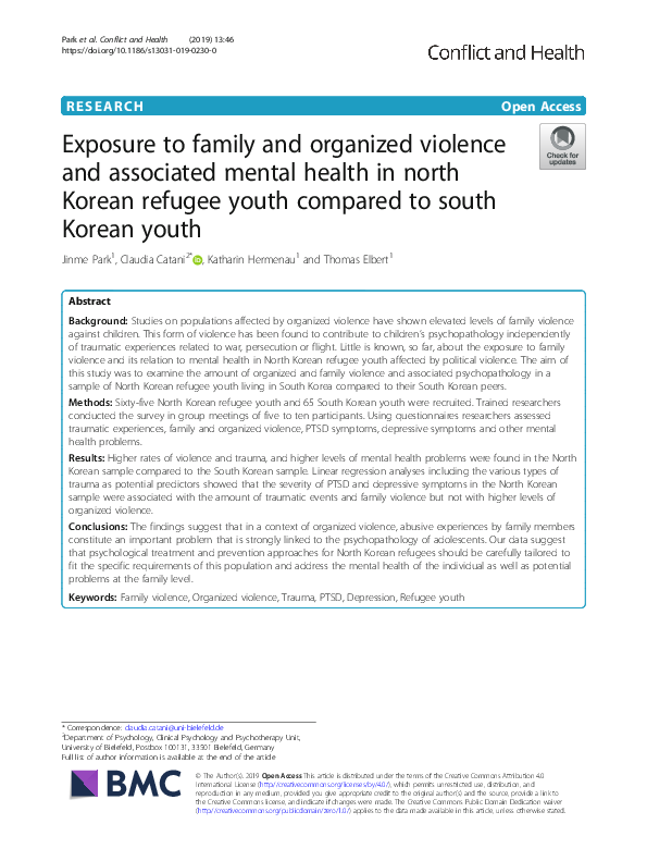 (PDF) Exposure to family and organized violence and associated mental ...